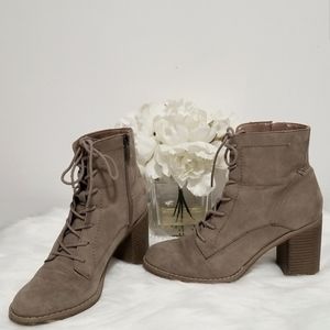 Indigo Rd. Taupe Lace Up Zippered Booties